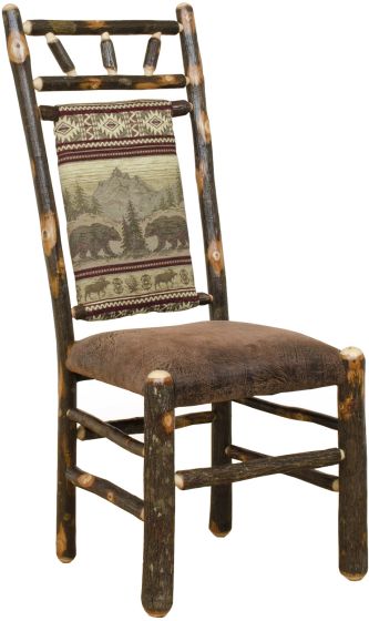 Rustic Hickory High Back Upholstered Chair