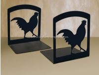 Wrought Iron Rooster Book Ends