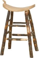 Hickory Log Western Saddle Stool