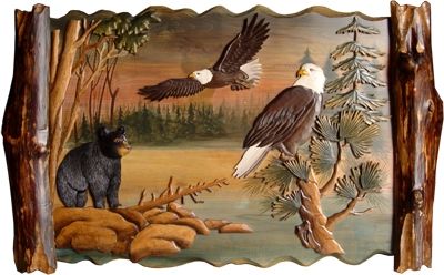 Rustic Bald Eagle Wood Art