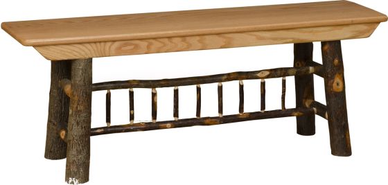 Rustic Hickory Log Farm Bench