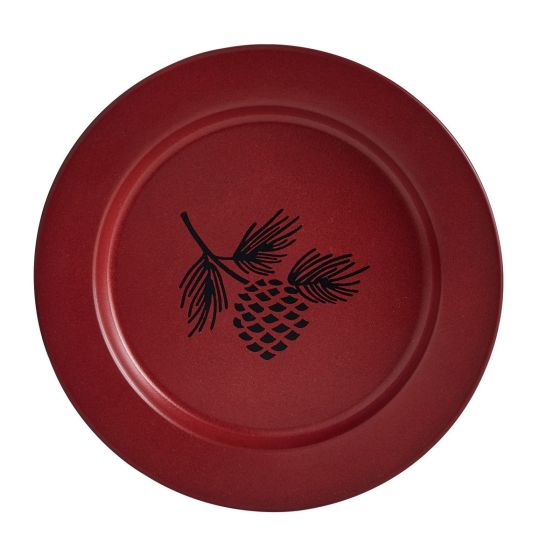 Rustic Pinecone Red Enamel Salad Plate
