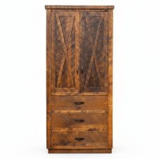Sawmill Barn Door 3 Drawer Barnwood Linen Closet - Antique Barnwood Finish