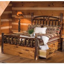 Saranac Hickory Log Panel Bed--Queen
