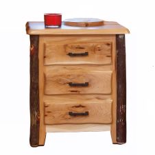Saranac Hickory Wavy 3 Drawer Log Nightstand