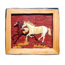Running Horses Wood Art
