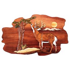 Deer Eating From Tree Wood Art