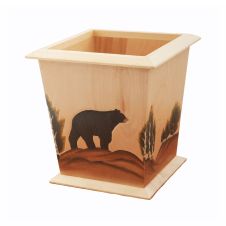 Rustic Solid Wood Trash Can