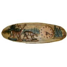 Hand-Crafted 3D Wall Art Clock-Grazing Buck and Doe