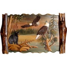 Hand-Crafted 3D Wall Art- Elk and Eagle Scene