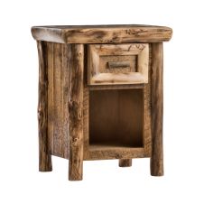 Yosemite Aspen & Barnwood 1 Drawer Nightstand--Clear finish, Light aspen, Standard logs