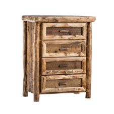 Yosemite Aspen & Barnwood 4 Drawer Log Chest--Clear finish, Light aspen, Standard logs
