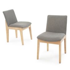 Austere Oak Upholstered Dining Chair - Flannel Grey Fabric