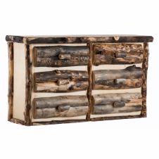 Beaver Creek Aspen 6 Drawer Log Dresser - Dark Aspen - Standard Character - Half Log Drawers - Clear Finish
