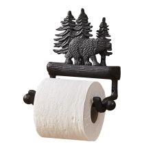 Rustic Cast Black Bear Toilet Paper Holder