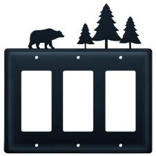 Wrought Iron Bear & Pine Triple GFI Cover