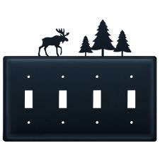 Wrought Iron Moose & Pine Quad Switch Cover