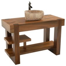 Modern Golden Walnut Open Vanity shown in Golden Walnut