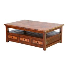 Hammered Copper 6 Drawer Coffee Table