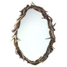 Oval Whitetail Antler Mirror