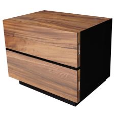 Modern Chic 2 Drawer Wood Nightstand - Golden Walnut - Ebony Mahogany Accent