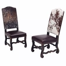 Modern Classic Upholstered Cowhide Scroll Dining Chair