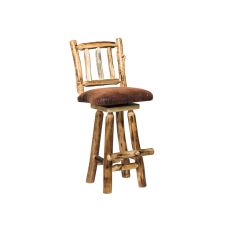 Rustic Colorado Aspen Stick Back Upholstered Swivel Bar Stool
