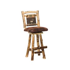 Rustic Colorado Aspen Log Upholstered Back Swivel Bar Stool