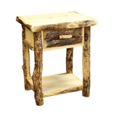 Silverleaf 1 Drawer Log Nightstand - Half Log Drawewr Front