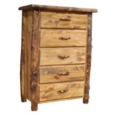 Silverleaf Aspen 5 Drawer Log Chest with Flat Front Drawers