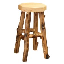 Front view of Silverleaf Aspen Log Bar Stool