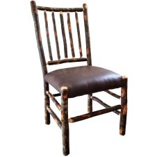 Saranac Hickory Stick Back Rustic Dining Chair with Fabric Seat
