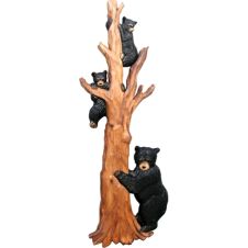 Black Bear in a Pine Tree Wood Art