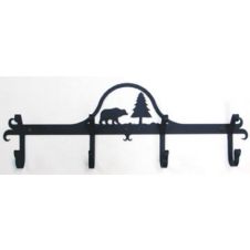 Wrought Iron Bear & Pine Tree Coat Bar