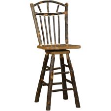 Rustic Hickory Swivel Wagon Wheel Barstool