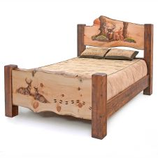Timber Frame Hand Carved Panel Bed