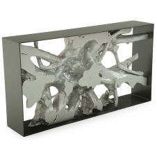 Modern Teak Console Table- Silver Finish