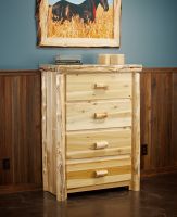 Cedar Lake Cabin 4 Drawer Log Chest--Flat drawer fronts, Clear finish