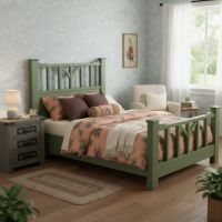 Reclaimed Wood Bed: Some lifestyle images are created with AI for visualization purposes. Crafted from natural solid wood, each piece is unique and will vary.