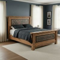 Rustic Bed: Some lifestyle images are created with AI for visualization purposes. Crafted from natural solid wood, each piece is unique and will vary.