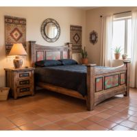 Rustic Barnwood Bed: Some lifestyle images are created with AI for visualization purposes. Crafted from natural solid wood, each piece is unique and will vary.