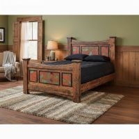 Rustic Bed: Some lifestyle images are created with AI for visualization purposes. Crafted from natural solid wood, each piece is unique and will vary.