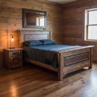 Rustic Enclosed Nightstand: Some lifestyle images are created with AI for visualization purposes. Crafted from natural solid wood, each piece is unique and will vary.