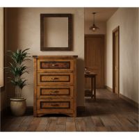 Rustic Chest of Drawers: Some lifestyle images are created with AI for visualization purposes. Crafted from natural solid wood, each piece is unique and will vary.