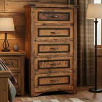 Rustic Chest of Drawers: Some lifestyle images are created with AI for visualization purposes. Crafted from natural solid wood, each piece is unique and will vary.