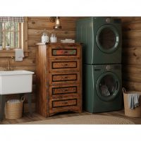 Rustic Chest of Drawers: Some lifestyle images are created with AI for visualization purposes. Crafted from natural solid wood, each piece is unique and will vary.