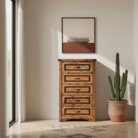 5 Drawer Chest: Some lifestyle images are created with AI for visualization purposes. Crafted from natural solid wood, each piece is unique and will vary.