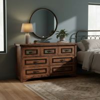 Rustic Dresser: Some lifestyle images are created with AI for visualization purposes. Crafted from natural solid wood, each piece is unique and will vary.