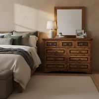 Rustic Dresser: Some lifestyle images are created with AI for visualization purposes. Crafted from natural solid wood, each piece is unique and will vary.