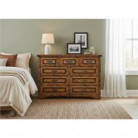 Rustic 9 Drawer Dresser: Some lifestyle images are created with AI for visualization purposes. Crafted from natural solid wood, each piece is unique and will vary.